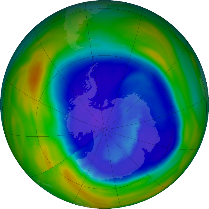 Antarctic ozone map for 07 September 2023